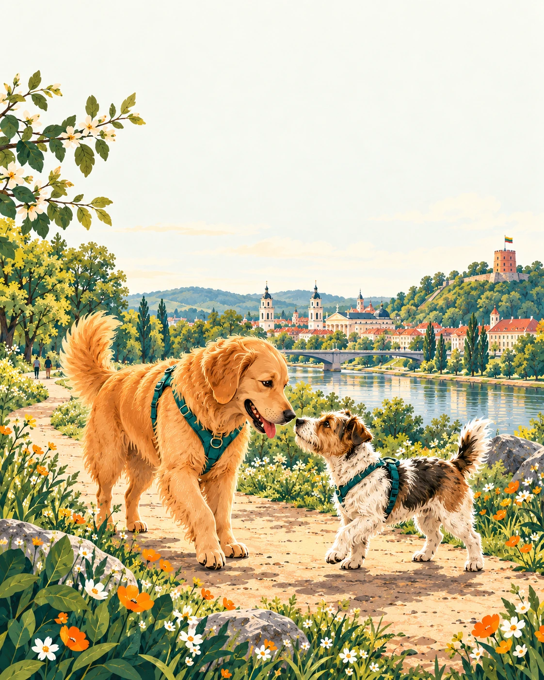 SNIFLO's friendly dogs meeting in a park